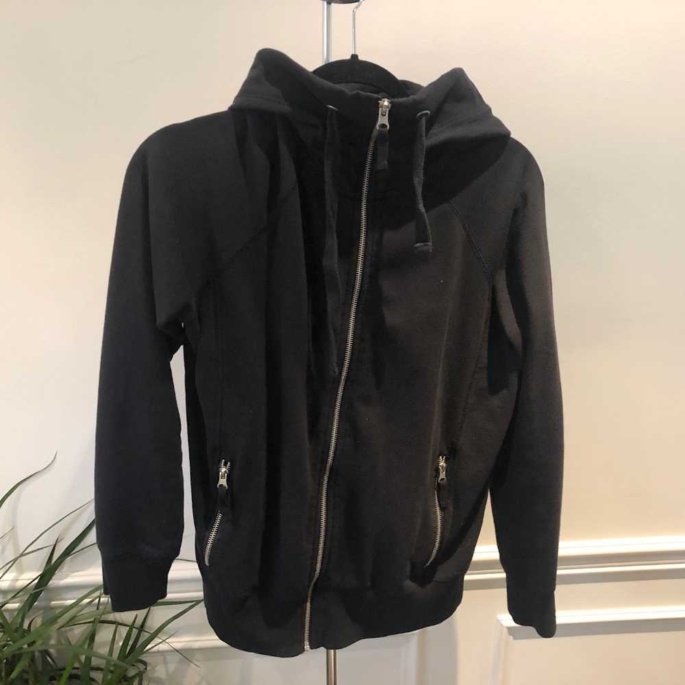 Black Zip Up Hooded Sweater
